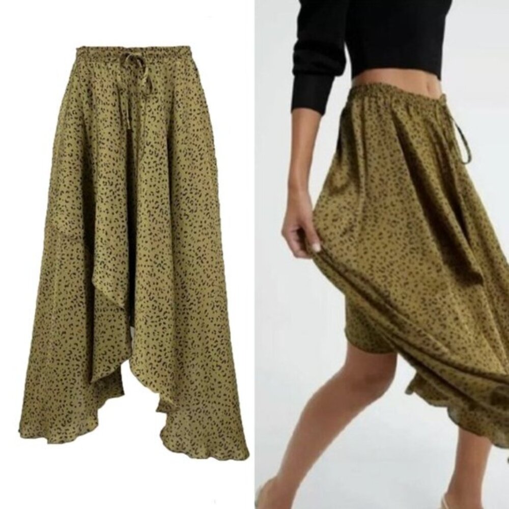 Green Printed Zara Slip Skirt EUC